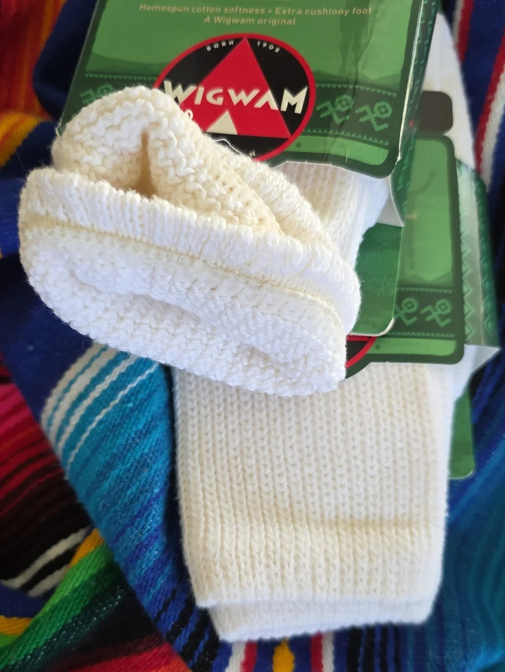 NWT Wigwam King Cotton Crew Socks Hiking Unisex Vintage Scrunchie Socks 2 Pair M